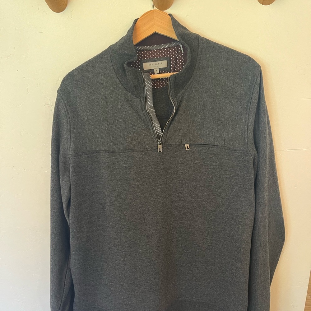 Ted Baker Charcoal Zip-Up Sweater